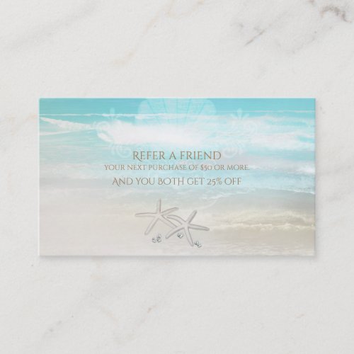 Beach White Starfish Elegant Summer Refer a Friend Referral Card