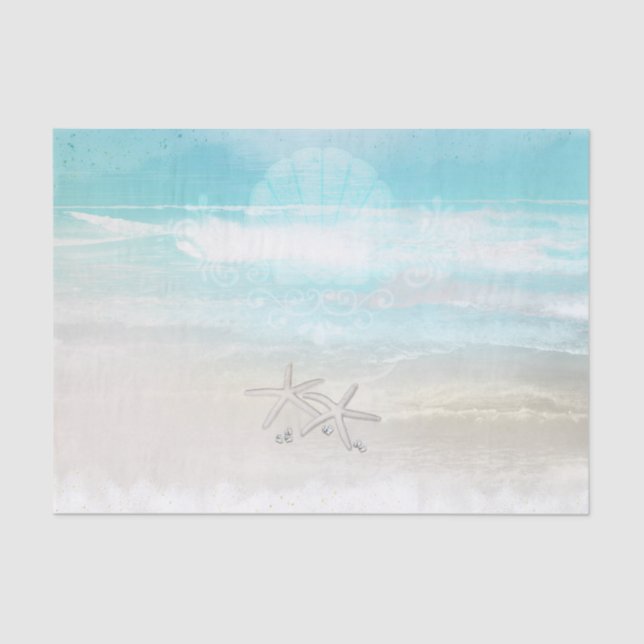 Beach White Starfish Elegant Summer Wedding Tissue Paper (Front)