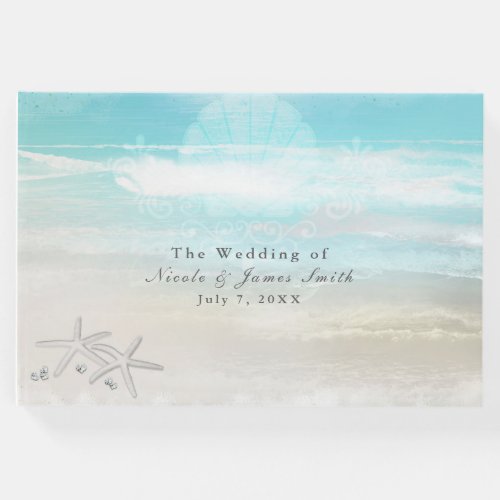 Beach White Starfish Elegant Wedding Tropical Guest Book