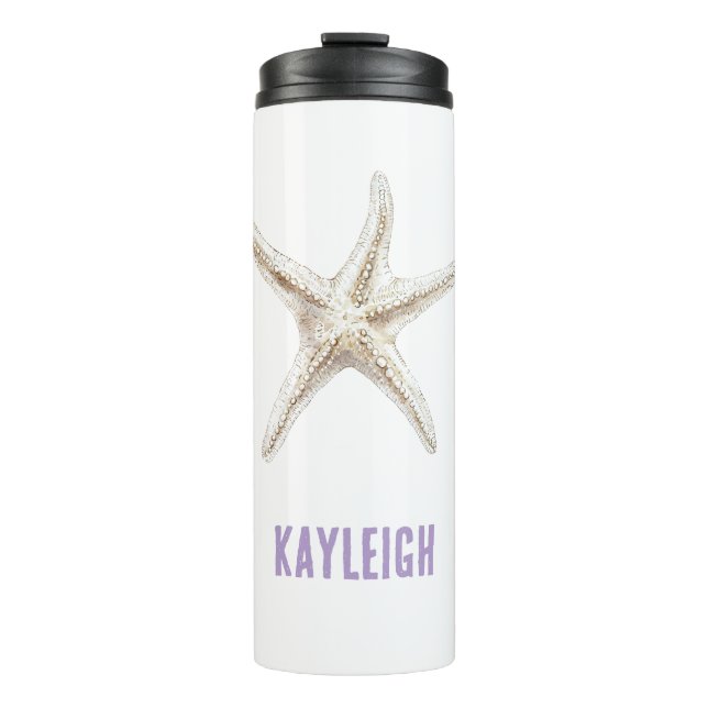 Beach White Starfish Thermal Tumbler (Front)