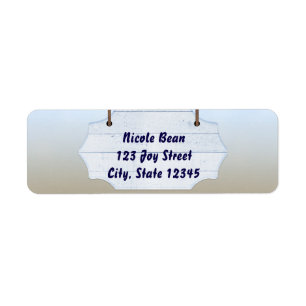 Beach White Wood Sign Invitation Address Labels