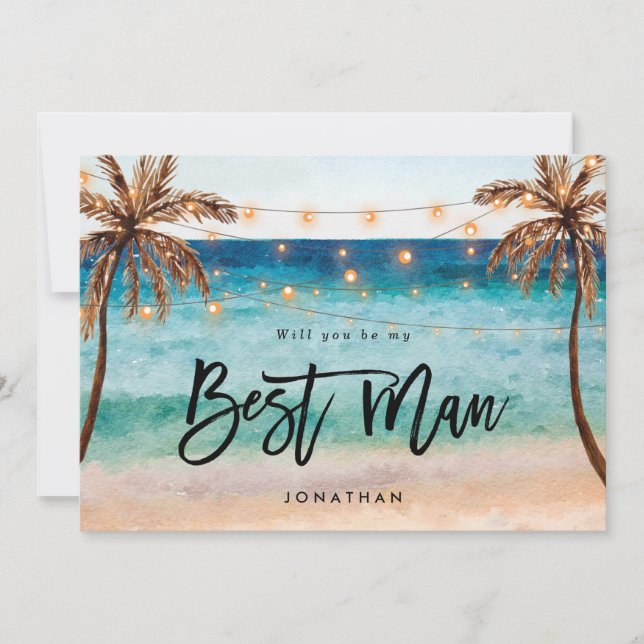 beach will you be my best man proposal card (Front)