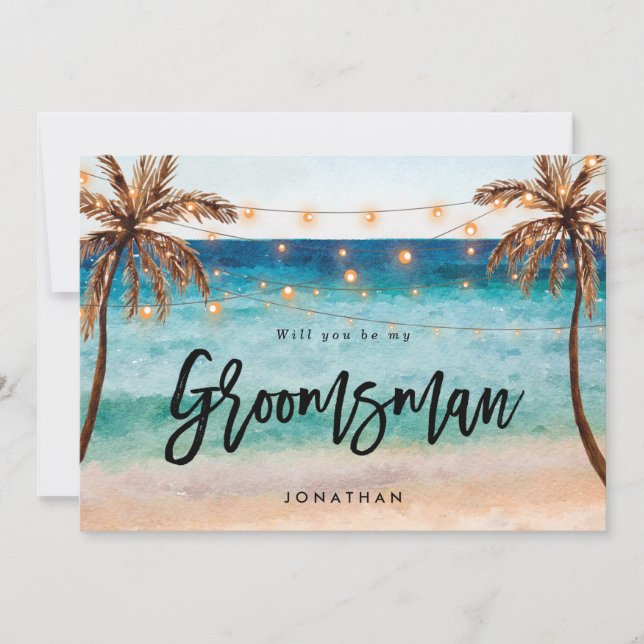 beach will you be my groomsman proposal card (Front)