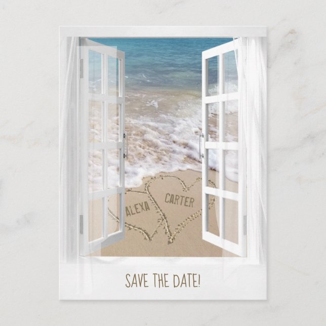 Beach Window Save the Date Postcard (Front)