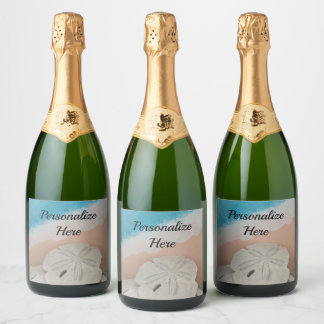 Beach Wishes Seashells Sparkling Wine Label
