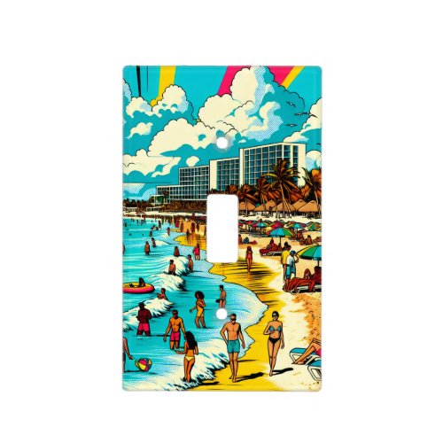 Beach with a Comic Book Pop Art Vibe Light Switch Cover