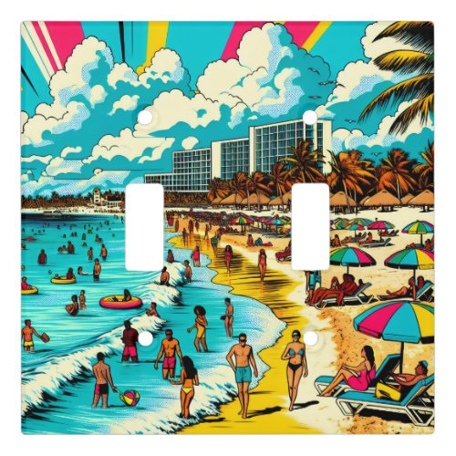 Beach with a Comic Book Pop Art Vibe Light Switch Cover