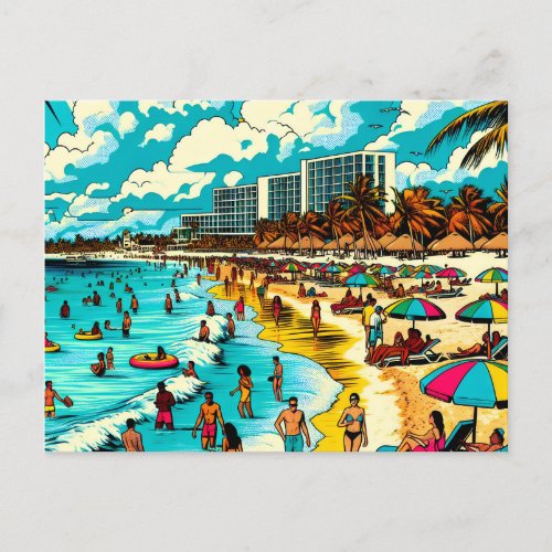 Beach with a Pop Art Vibe Postcard