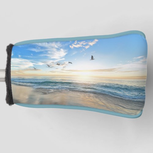 Beach with birds flying over the water Putter  Golf Head Cover