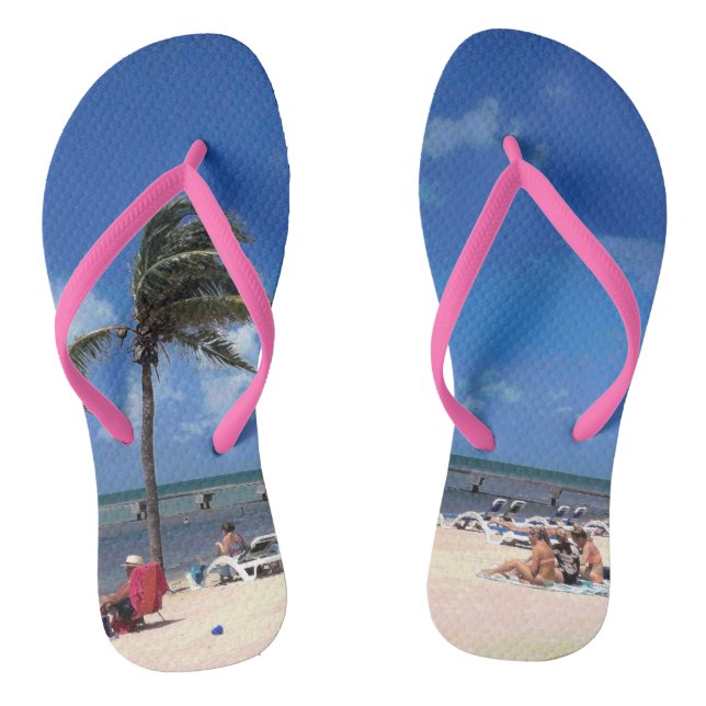 Beach with Coconut Palm Flip Flops (Footbed)