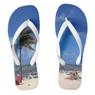 Beach with Coconut Palm Flip Flops