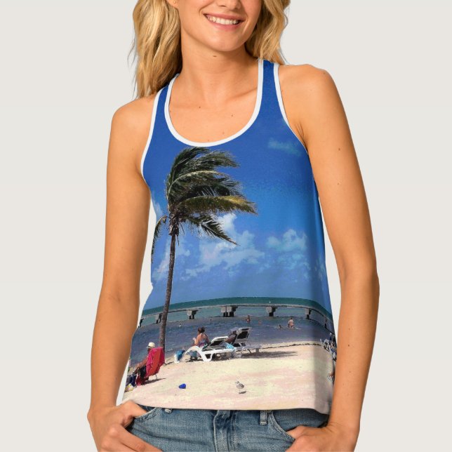 Beach with Coconut Palm Tank Top (Front)