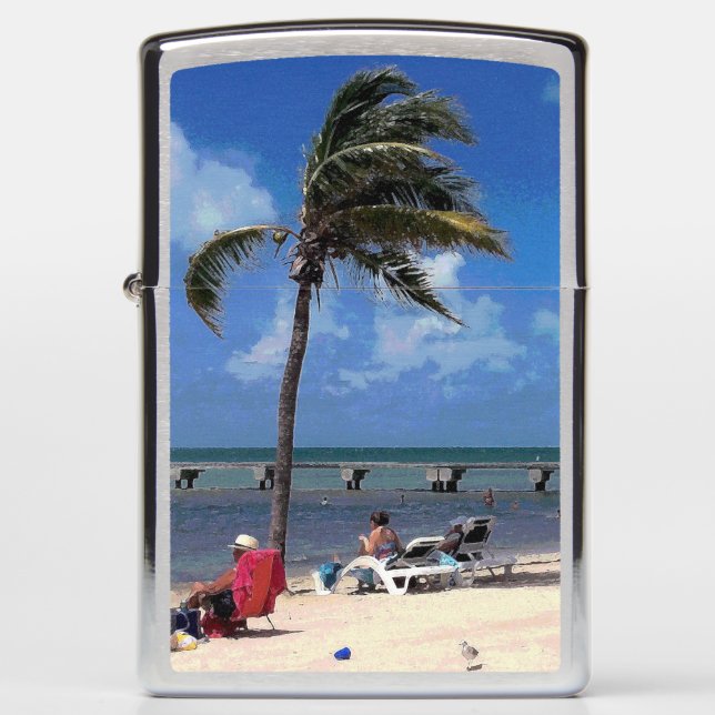 Beach with Coconut Palm Zippo Lighter (Front)