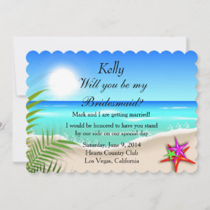 Beach With Colorful Starfish Bridesmaid Card