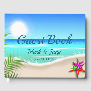 Beach With Colorful Starfish Guestbook