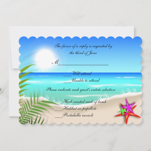 Beach With Colorful Starfish Response Card (Front)
