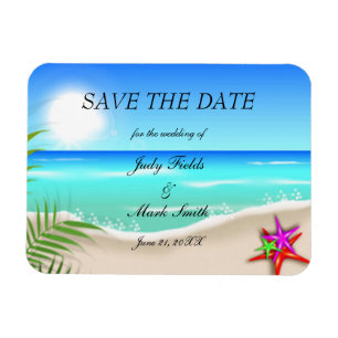 Beach With Colorful Starfish Save The Date Magnet