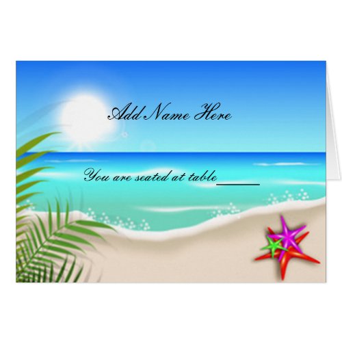 Beach With Colorful Starfish Table Place Card