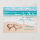 Beach with Hearts on the Sand Save the Date Card