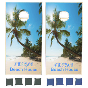 Beach With Palm Tree Corn Hole Game