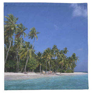 Beach with palm trees, Maldives Cloth Napkin