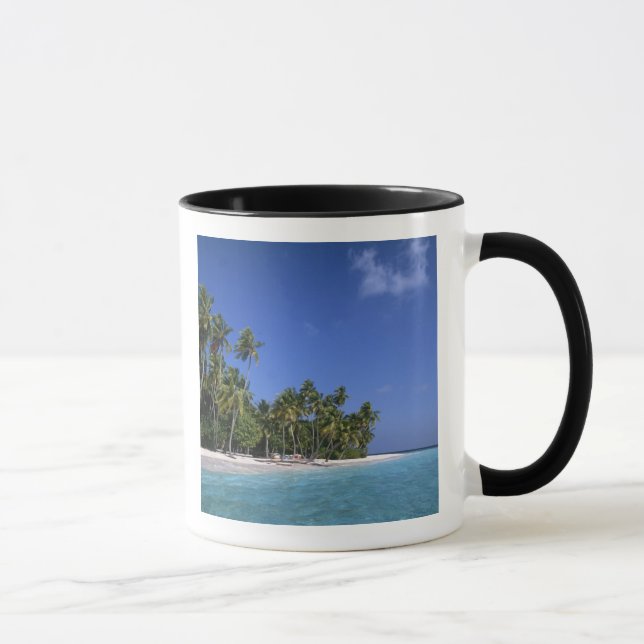 Beach with palm trees, Maldives Mug (Right)