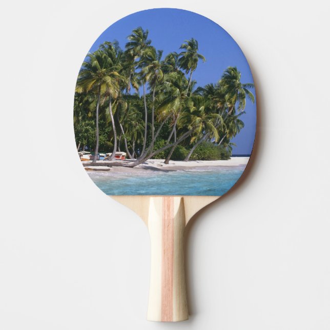 Beach with palm trees, Maldives Ping-Pong Paddle (Front)