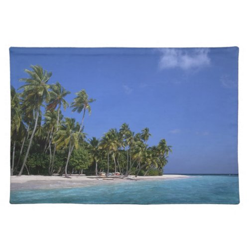 Beach with palm trees Maldives Placemat
