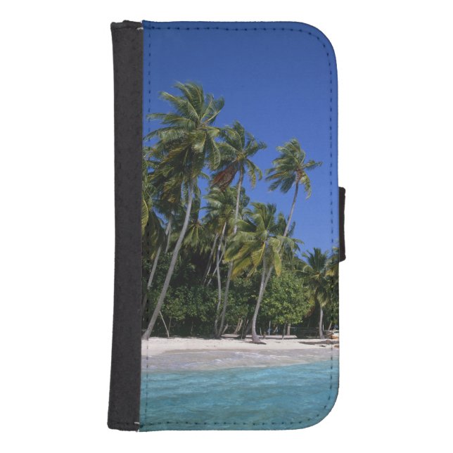 Beach with palm trees, Maldives Samsung Galaxy Wallet Case (Front)