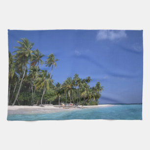 Beach with palm trees, Maldives Towel