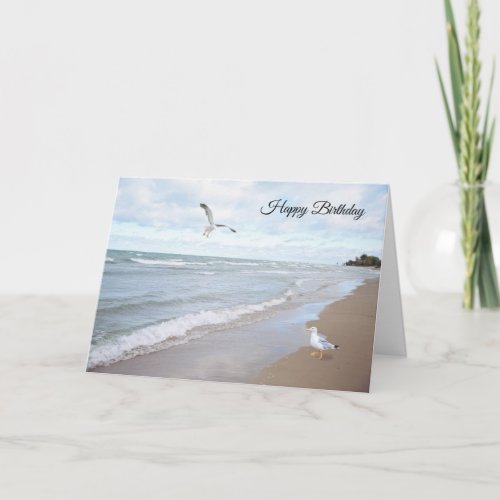 Beach with Seagulls Birthday Card