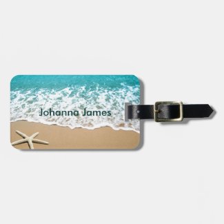 Beach With Starfish on Sand Luggage Tag