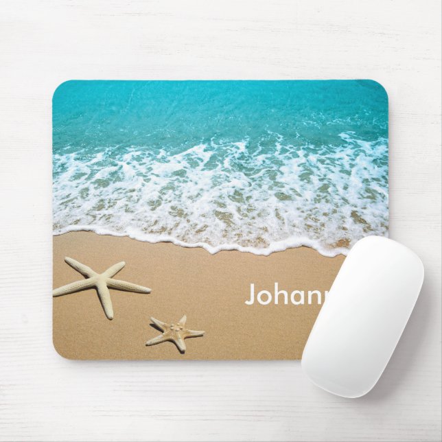 Beach With Starfish on Sand Mouse Pad (With Mouse)