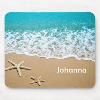 Beach With Starfish on Sand Mouse Pad