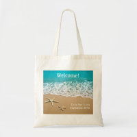 Beach With Starfish on Sand Tote Bag