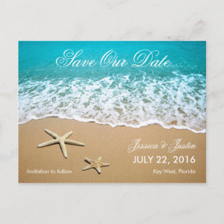 Beach With Starfish Save the Date Card