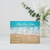 Beach With Starfish Save the Date Card (Standing Front)