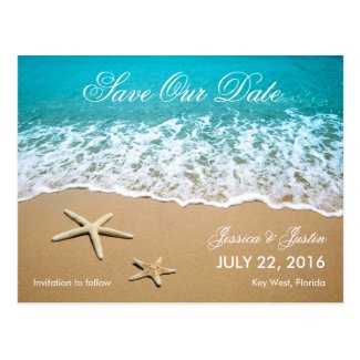 Beach With Starfish Save the Date Card