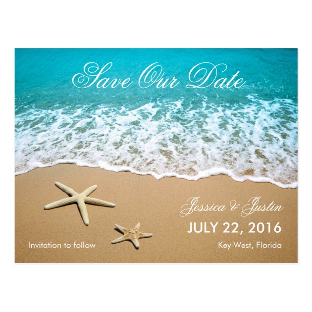 Beach With Starfish Save The Date Card