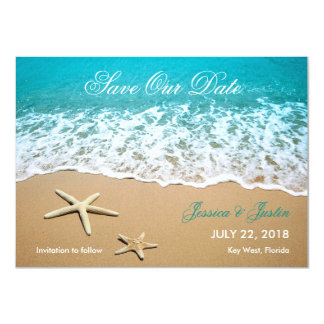 Caribbean Wedding Invitations Announcements Zazzle Beach With Starfish Save The Date Card