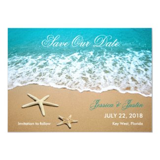 Beach With Starfish Save the Date Card