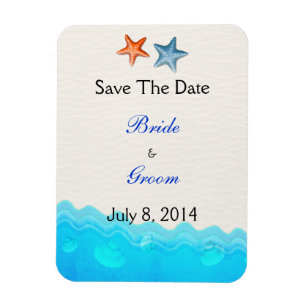 Beach With Starfish Save The Date Magnet