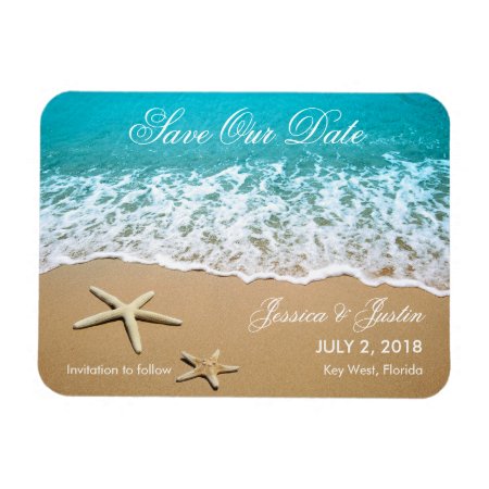 Beach With Starfish Save The Date Magnet