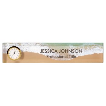 Beach With Waves Personalized Name Desk Name Plate by stdjura at Zazzle