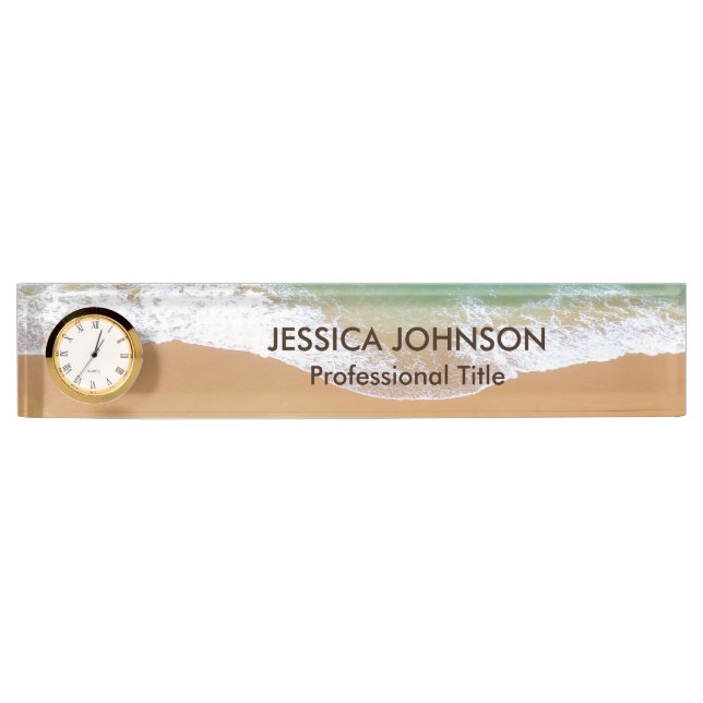 Beach with Waves Personalized Name Desk Name Plate (Front)