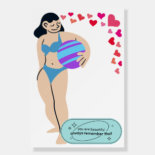 Beach Woman with Ball & You Are Beautiful Quote Foam Board