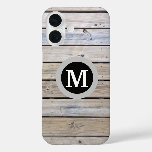 Beach Wood Background Monogrammed Case-Mate iPhone Case (Back)