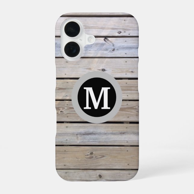 Beach Wood Background Monogrammed Iphone Case (Back)