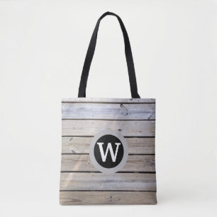 Beach Wood Monogrammed Tote Bag