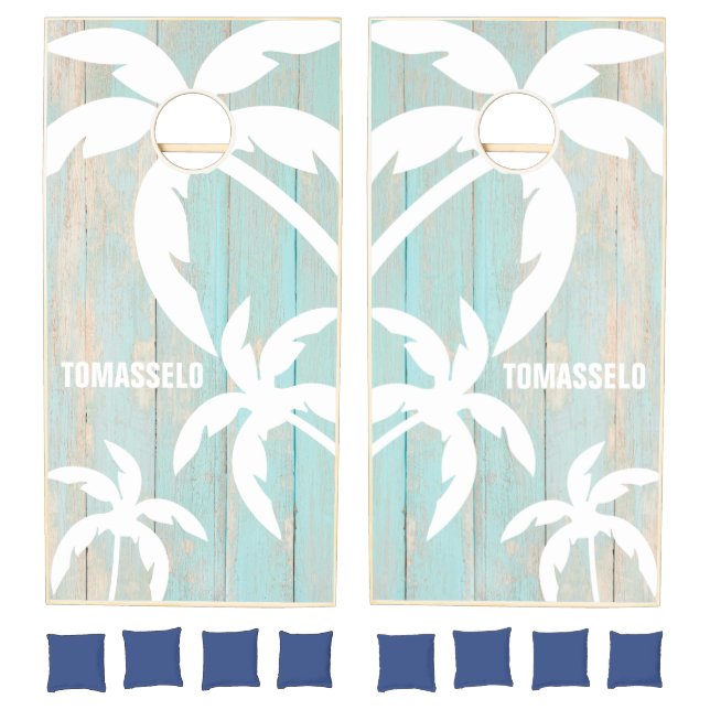Beach Wood Palm Trees Family Cornhole Set (Set)